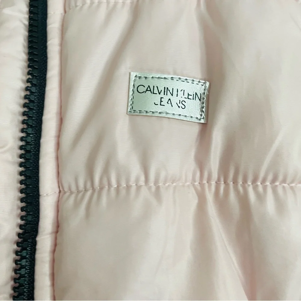 Girl Pink Quilted Vest with Gray Outfit Set size 4T Calvin Klein Old Navy winter